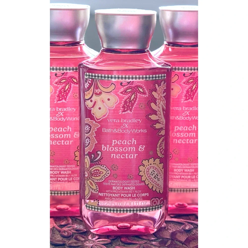 Bath & Body Works Vera Bradley Peach Blossom & Nectar Shower Gel Body Wash x4